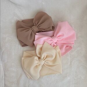 Chic Kids Bow Set - Pink, Brown, and Cream
